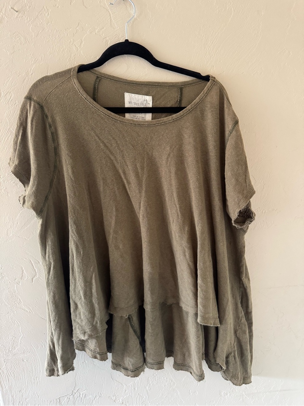We The Free Olive Green Layered Short-Sleeve Tunic